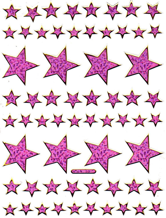 Sterne Stern rosa Aufkleber Sticker metallic Glitzer Effekt für Kinder Basteln Kindergarten Geburtstag 1 Bogen 006