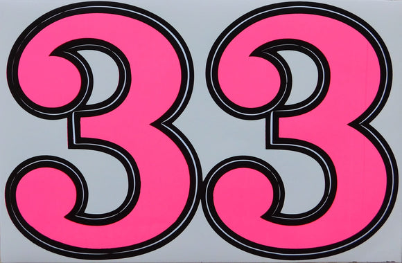 Grosse Nummer 3 pink 165 mm hoch Aufkleber Sticker Motorrad Roller Skateboard Auto Tuning Modellbau selbstklebend 078