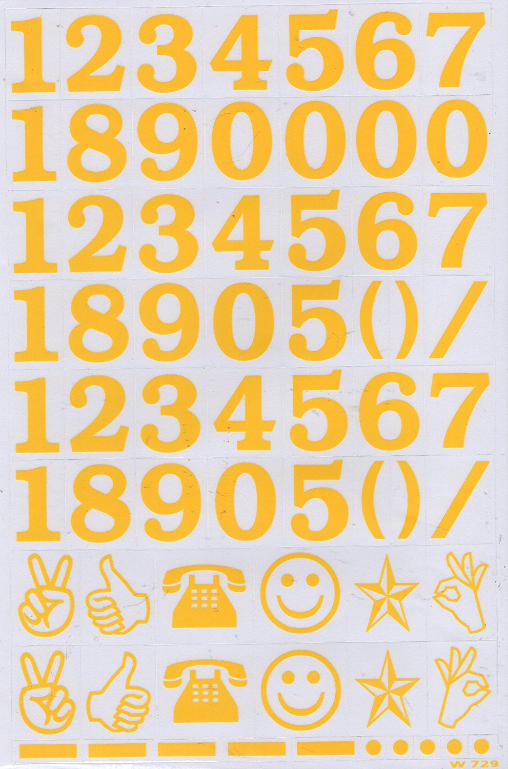 Numbers 123 yellow 27 mm high stickers for office folders children crafts kindergarten birthday 1 sheet 083