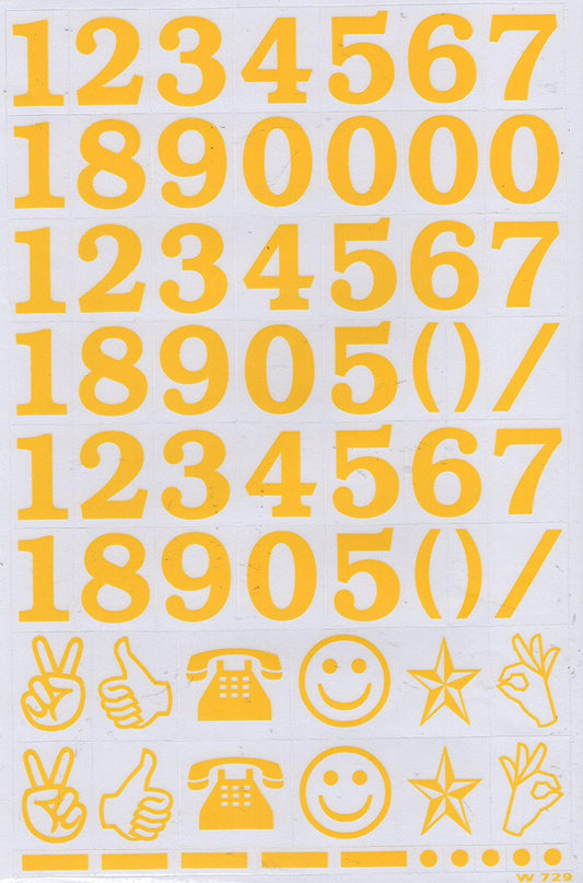 Zahlen Nummern 123 gelb 27 mm hoch Aufkleber Sticker für Büro Ordner Kinder Basteln Kindergarten Geburtstag 1 Bogen 083
