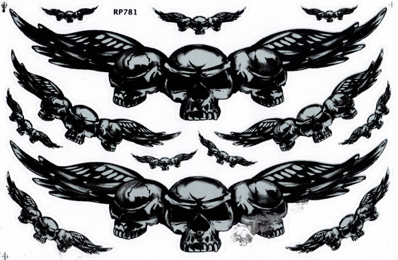Flying skull and crossbones sticker motorcycle scooter skateboard car tuning model building self-adhesive 100