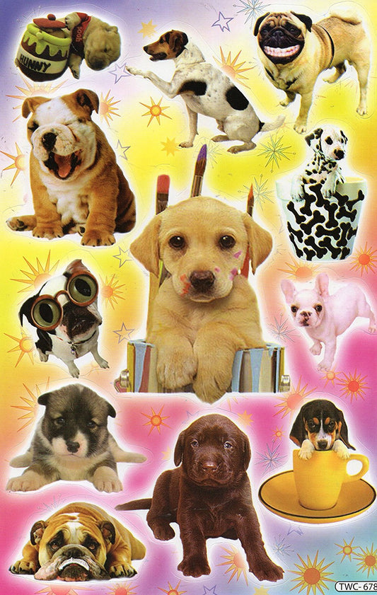 Dog dogs male puppy animals stickers for children crafts kindergarten birthday 1 sheet 101