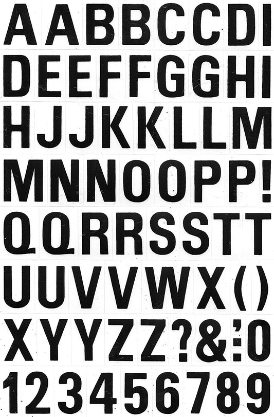 Lettres ABC noir 25 mm de haut autocollant pour dossiers de bureau enfants artisanat maternelle anniversaire 1 feuille 101