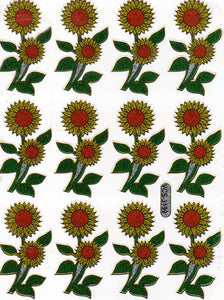 Sonnenblumen Blume Blumen bunt Aufkleber Sticker metallic Glitzer Effekt Kinder Basteln Kindergarten 1 Bogen 112