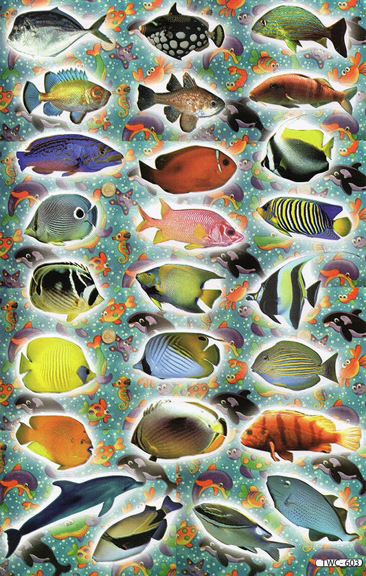 Poissons mer aquarium poissons animaux autocollants pour enfants artisanat maternelle anniversaire 1 feuille 125