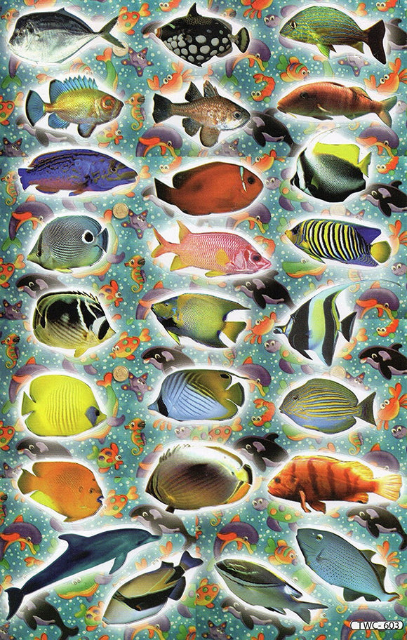 Fish sea aquarium fish animals stickers for children crafts kindergarten birthday 1 sheet 125