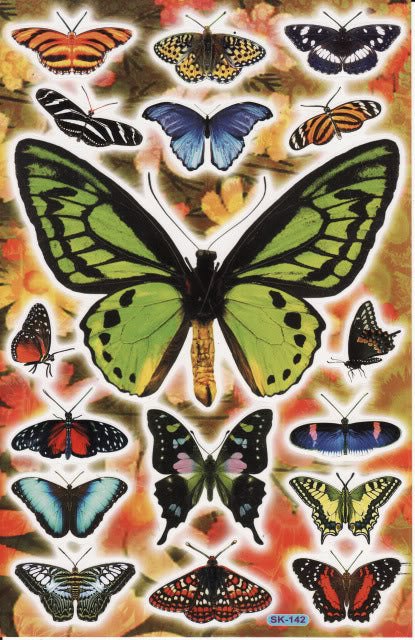 Butterflies Insects Animals Stickers for Children Crafts Kindergarten Birthday 1 sheet 013
