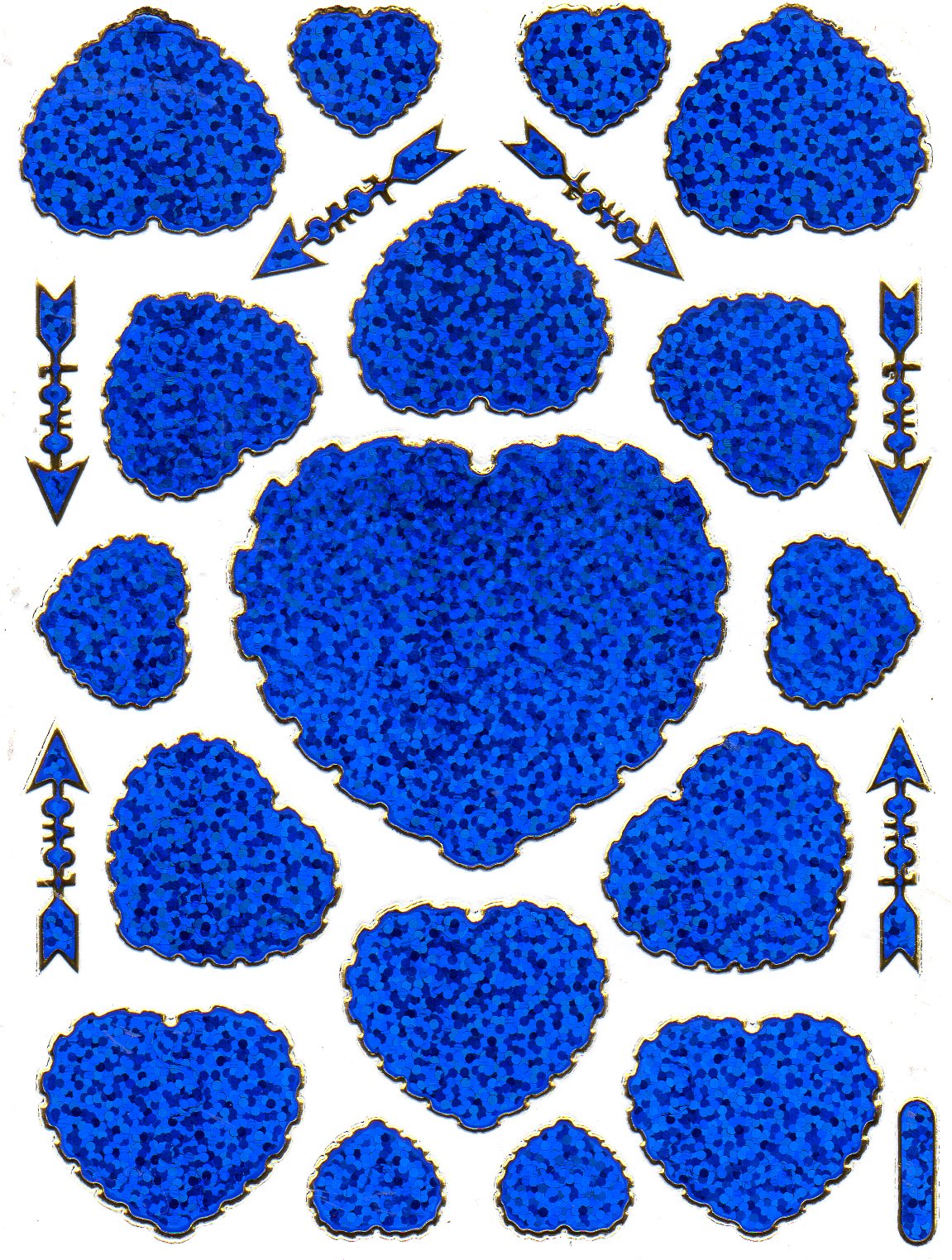 Coeur Coeurs Bleu Amour Autocollant Effet Paillettes Métalliques pour Enfants Artisanat Maternelle 1 feuille 131