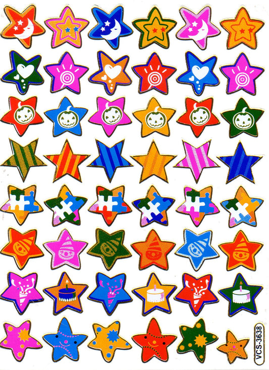 Sterne Stern bunt Aufkleber Sticker metallic Glitzer Effekt für Kinder Basteln Kindergarten Geburtstag 1 Bogen 131
