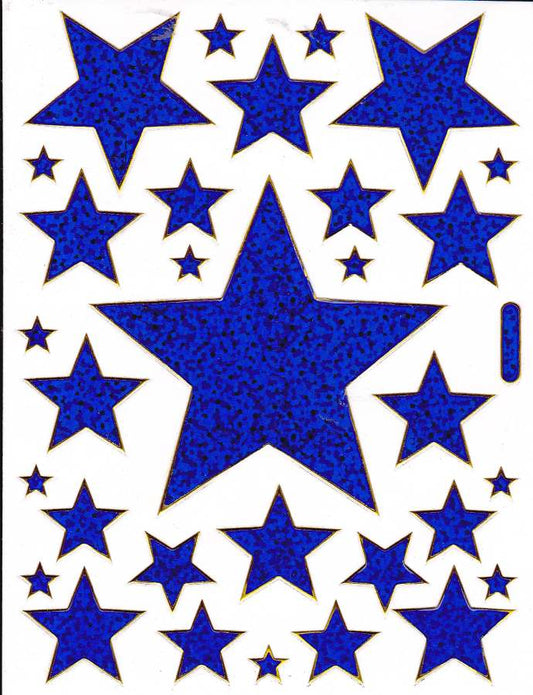Sterne Stern blau Aufkleber Sticker metallic Glitzer Effekt für Kinder Basteln Kindergarten Geburtstag 1 Bogen 151