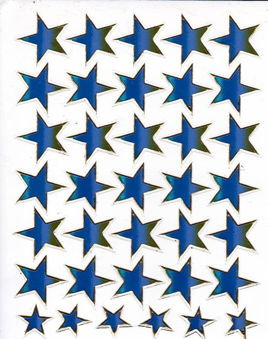 Sterne Stern blau Aufkleber Sticker metallic Glitzer Effekt für Kinder Basteln Kindergarten Geburtstag 1 Bogen 157
