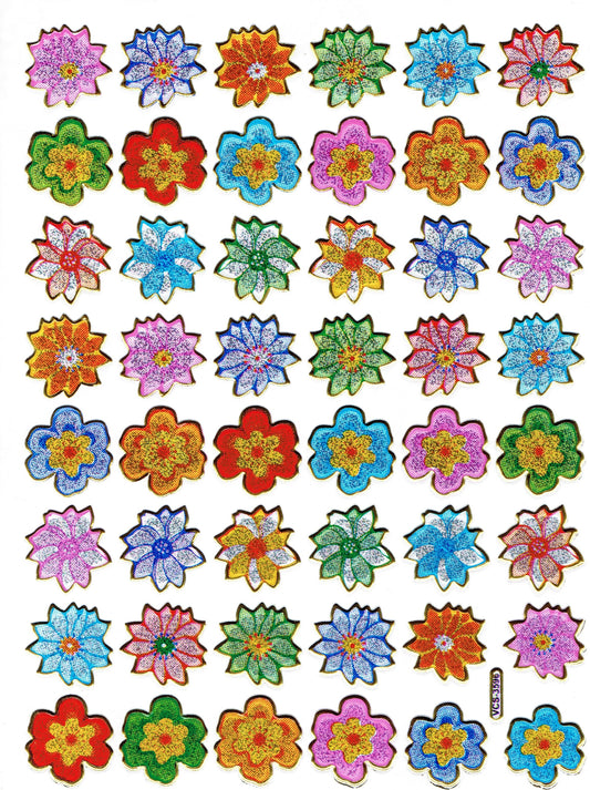 Tournesols, fleurs, fleurs, autocollants colorés, effet scintillant métallique, bricolage pour enfants, maternelle, 1 feuille 157