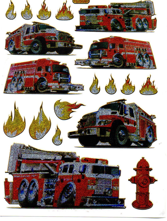 Feuerwehrauto Feuerwehr Aufkleber Sticker metallic Glitzer Effekt Schule Kinder Basteln Kindergarten 1 Bogen 171