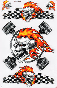 Tire flames skull decal sticker motorcycle scooter skateboard car tuning model building self-adhesive 171