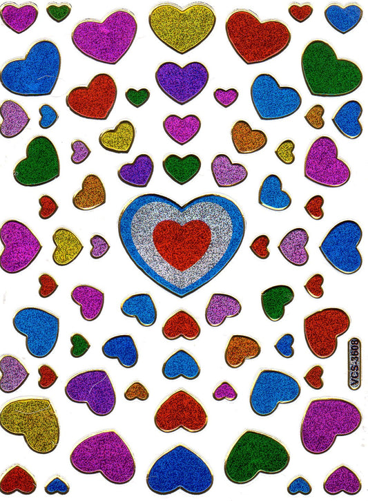 Coeur coeurs coloré amour autocollant métallique effet scintillant pour enfants artisanat maternelle anniversaire 1 feuille 173