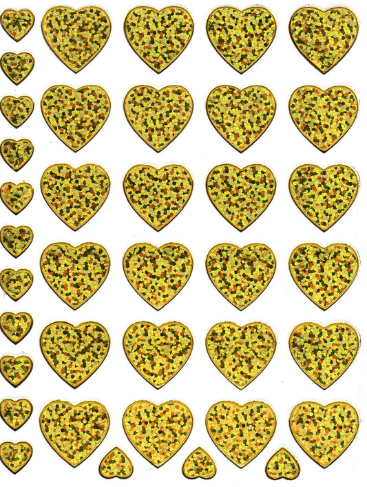 Herz Herzen gold Liebe Aufkleber Sticker metallic Glitzer Effekt für Kinder Basteln Kindergarten 1 Bogen 174