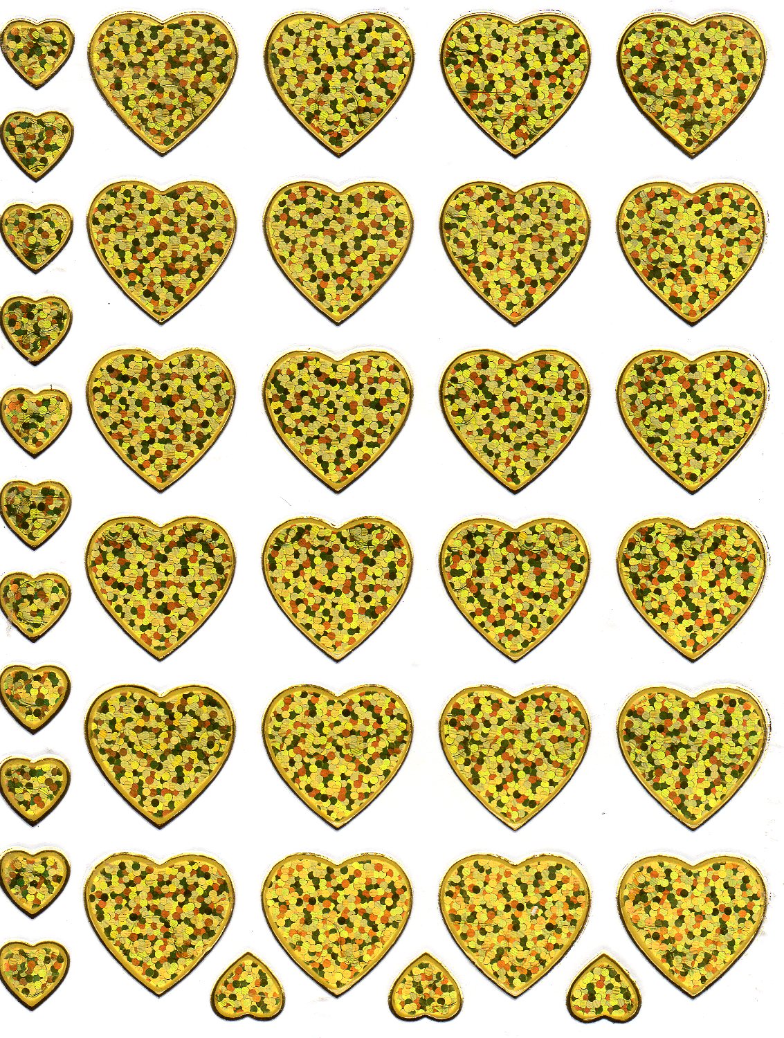 Heart Hearts Gold Love Sticker Metallic Glitter Effect for Children Crafts Kindergarten 1 sheet 174