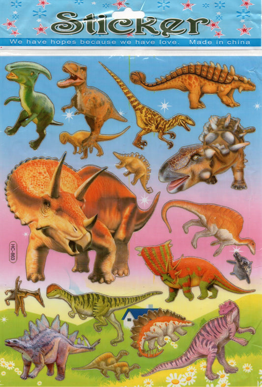 Dinosaurier Dino Jurassic T-Rex Raptor Saurier bunt Aufkleber Sticker für Kinder Basteln Kindergarten Geburtstag 1 Bogen 018