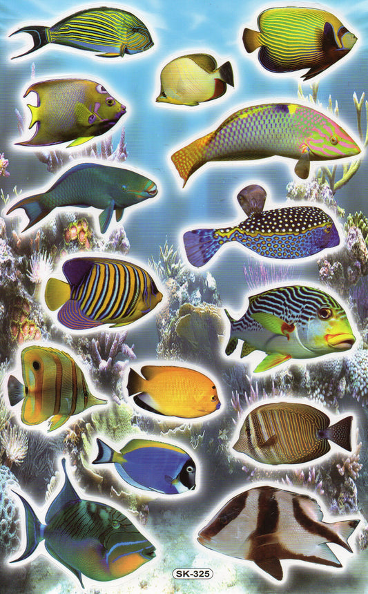 Poissons mer aquarium poissons animaux autocollants pour enfants artisanat maternelle anniversaire 1 feuille 018