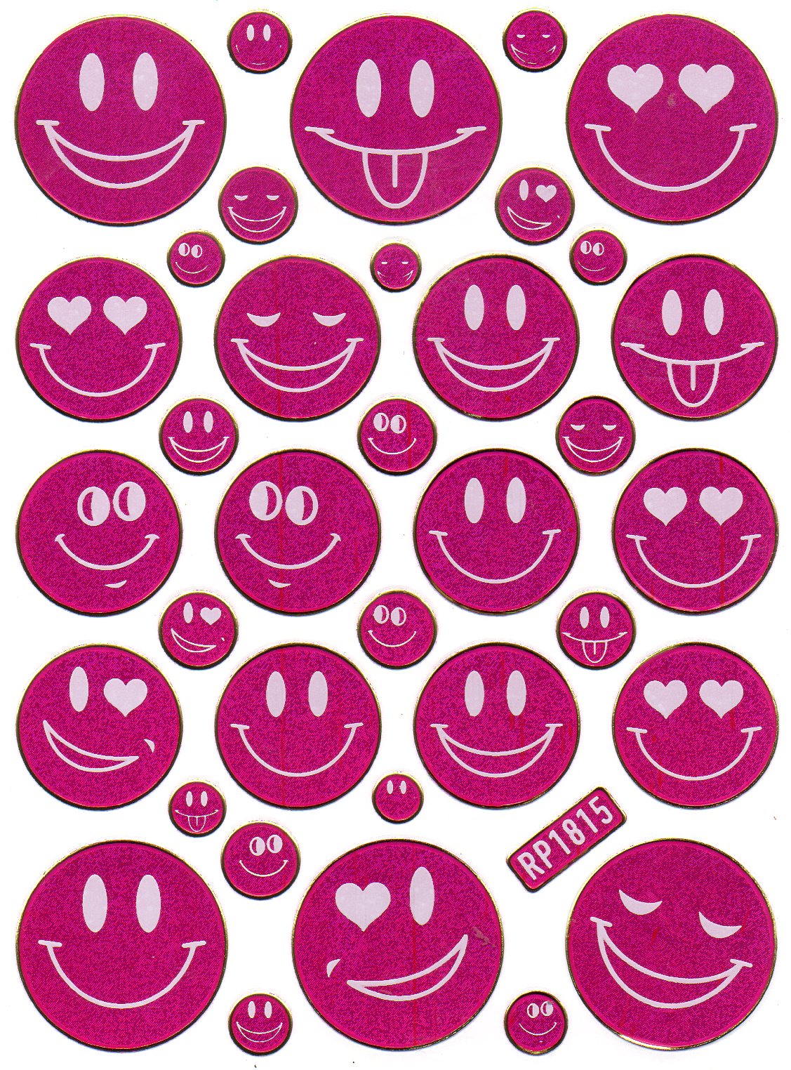 Smilies Lachendes Gesicht Smiley pink Aufkleber Sticker metallic Glitzer Effekt für Kinder Basteln Kindergarten 1 Bogen 198