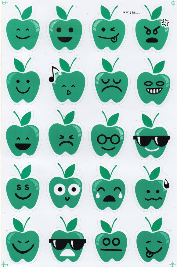 Fruits green apple Granny Smith stickers for children crafts kindergarten birthday 1 sheet 198