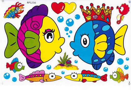 Poissons mer aquarium poissons animaux autocollants pour enfants artisanat maternelle anniversaire 1 feuille 203