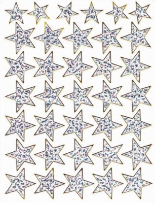 Star star silver sticker sticker metallic glitter effect for children craft kindergarten birthday 1 sheet 226
