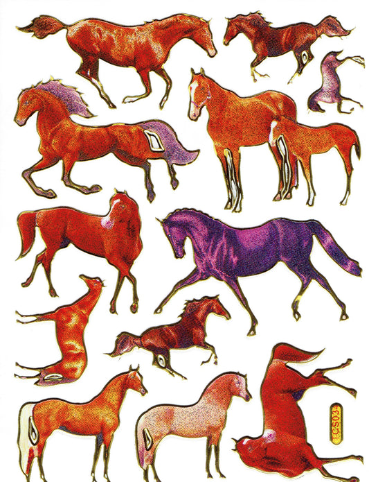 Mustang cheval coloré animaux autocollants autocollants métallisé effet scintillant artisanat pour enfants maternelle 1 feuille 226