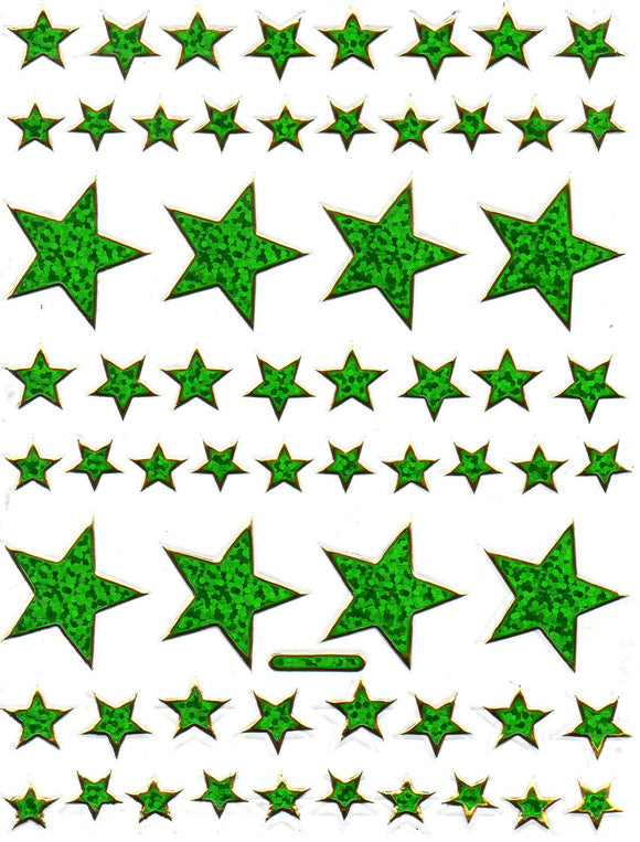 Sterne Stern grün Aufkleber Sticker metallic Glitzer Effekt für Kinder Basteln Kindergarten Geburtstag 1 Bogen 227