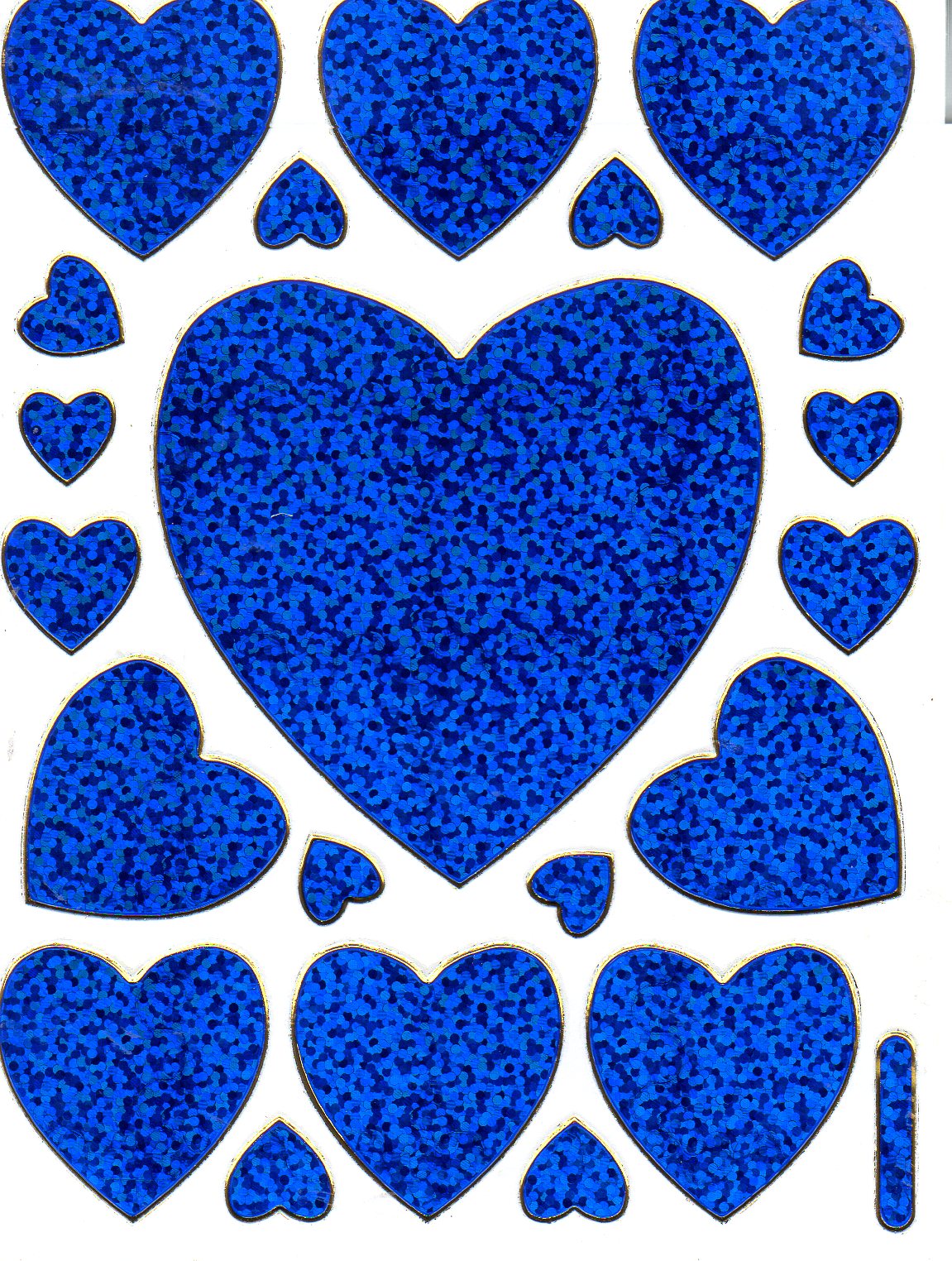 Herz Herzen blau Liebe Aufkleber Sticker metallic Glitzer Effekt für Kinder Basteln Kindergarten 1 Bogen 227