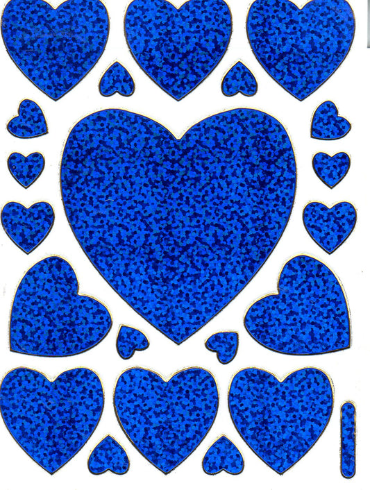 Heart Hearts Blue Love Sticker Metallic Glitter Effect for Children Crafts Kindergarten 1 Sheet 227