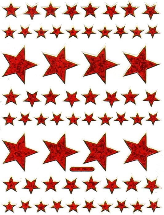 Étoile étoile rouge autocollant autocollant métallisé effet scintillant pour enfants artisanat maternelle anniversaire 1 feuille 235