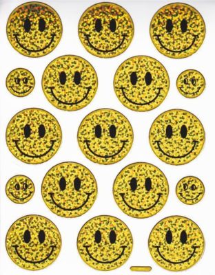 Smilies Laughing Face Smiley Yellow Sticker Metallic Glitter Effect for Children Crafts Kindergarten 1 Sheet 235
