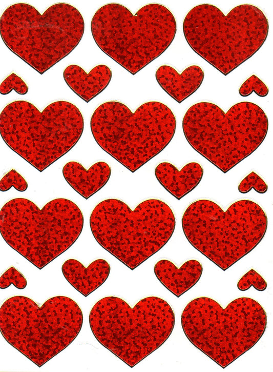 Coeur Coeurs Rouge Amour Autocollant Effet Paillettes Métalliques pour Enfants Artisanat Maternelle Anniversaire 1 feuille 239