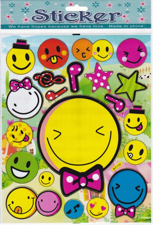 Smiley smilies laughing face colorful stickers for children crafts kindergarten birthday 1 sheet 262