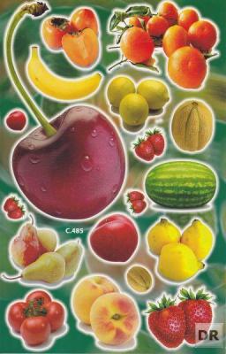 Früchte Kirsche Banane Wassermelone Pfirsich Aufkleber Sticker für Kinder Basteln Kindergarten Geburtstag 1 Bogen 265
