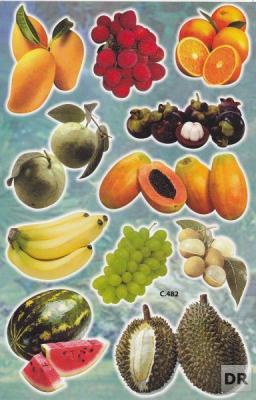 Fruits banane papaye Jack Fruit autocollant pour enfants artisanat maternelle anniversaire 1 feuille 266