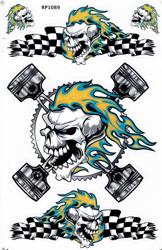 Reifen Totenkopf Skull Aufkleber Sticker Motorrad Roller Skateboard Auto Tuning Modellbau selbstklebend 267