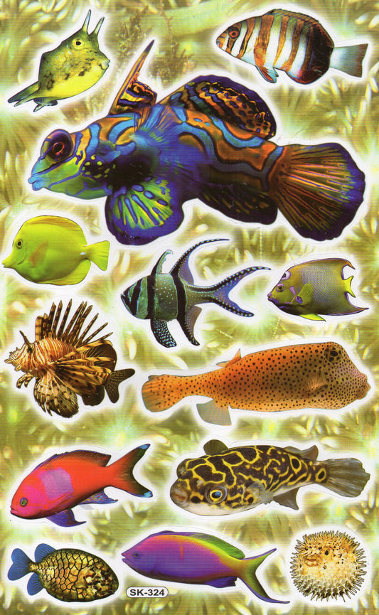Poissons mer aquarium poissons animaux autocollants pour enfants artisanat maternelle anniversaire 1 feuille 027