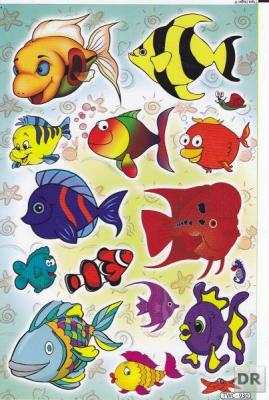 Poissons mer aquarium poissons animaux autocollants pour enfants artisanat maternelle anniversaire 1 feuille 278