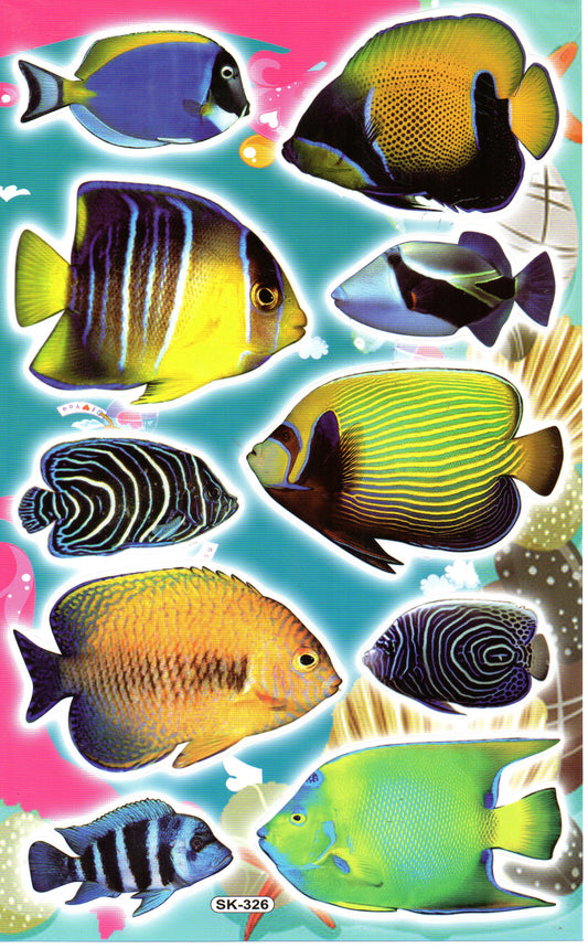 Poissons mer aquarium poissons animaux autocollants pour enfants artisanat maternelle anniversaire 1 feuille 028