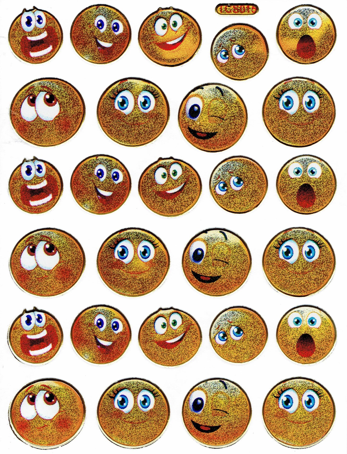 Smilies Lachendes Gesicht Smiley gelb Aufkleber Sticker metallic Glitzer Effekt für Kinder Basteln Kindergarten 1 Bogen 281