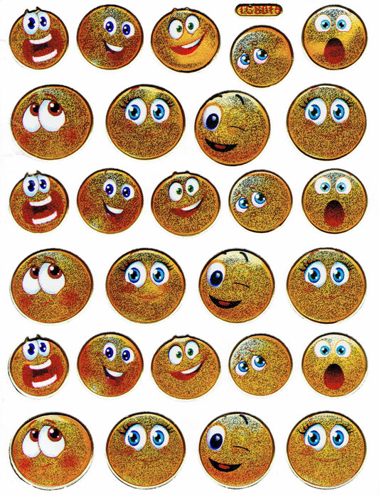 Smilies laughing face smiley yellow sticker metallic glitter effect for children crafts kindergarten 1 sheet 281