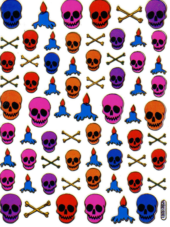Totenkopf Piraten Skull Knochen Aufkleber Sticker metallic Glitzer Effekt Schule Büro Ordner Kinder Basteln Kindergarten 1 Bogen 285