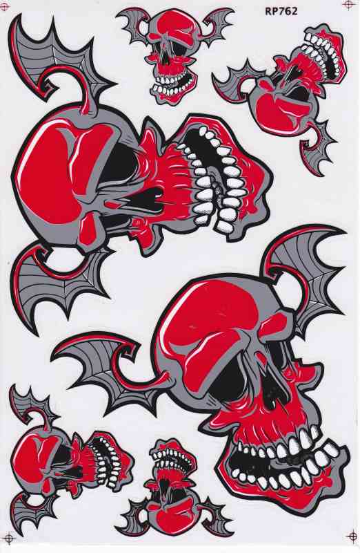 Fliegender Schädel Totenkopf Skull Aufkleber Sticker Motorrad Roller Skateboard Auto Tuning Modellbau selbstklebend 291