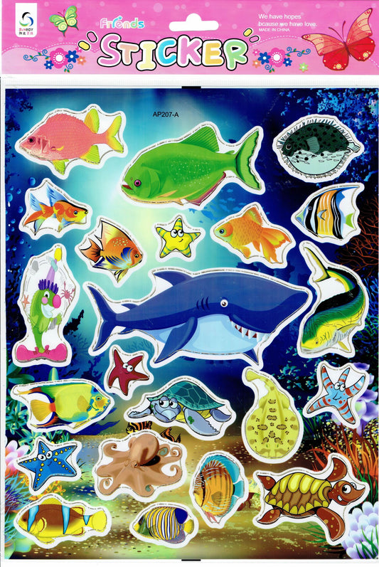 Fish Fish Sea Creatures Animals Colorful Stickers for Children Crafts Kindergarten Birthday 1 Sheet 293