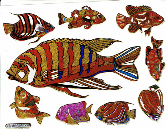 Fisch Fisches Meeresbewohner Wassertiere Tiere bunt Aufkleber Sticker metallic Glitzer Effekt für Kinder Basteln Kindergarten Geburtstag 1 Bogen 293