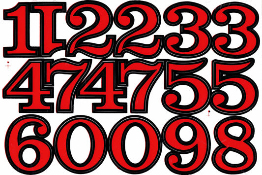 Numbers 123 red 50 mm high stickers for children crafts kindergarten birthday 1 sheet 294