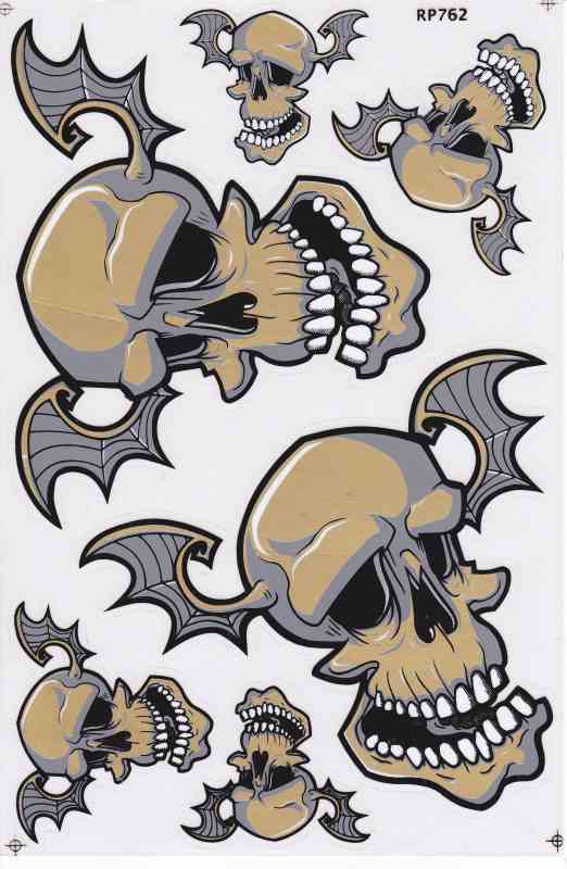 Fliegender Schädel Totenkopf Skull Aufkleber Sticker Motorrad Roller Skateboard Auto Tuning Modellbau selbstklebend 294