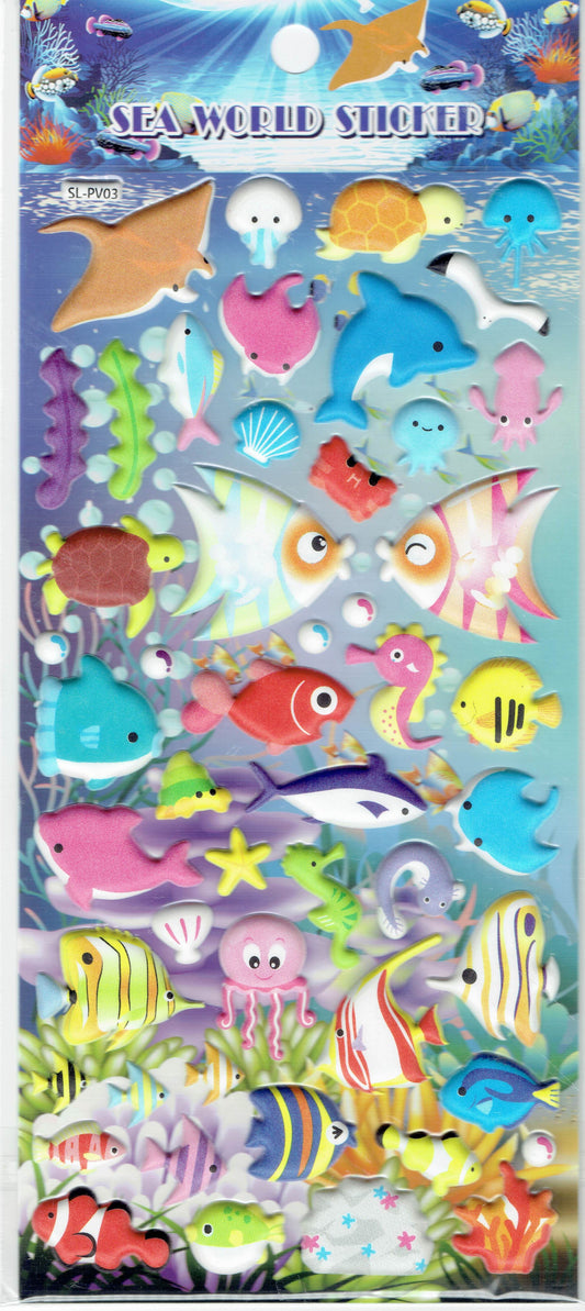 3D Fische Fische Meeresbewohner Tiere Aufkleber Sticker für Kinder Basteln Kindergarten Geburtstag 1 Bogen 296